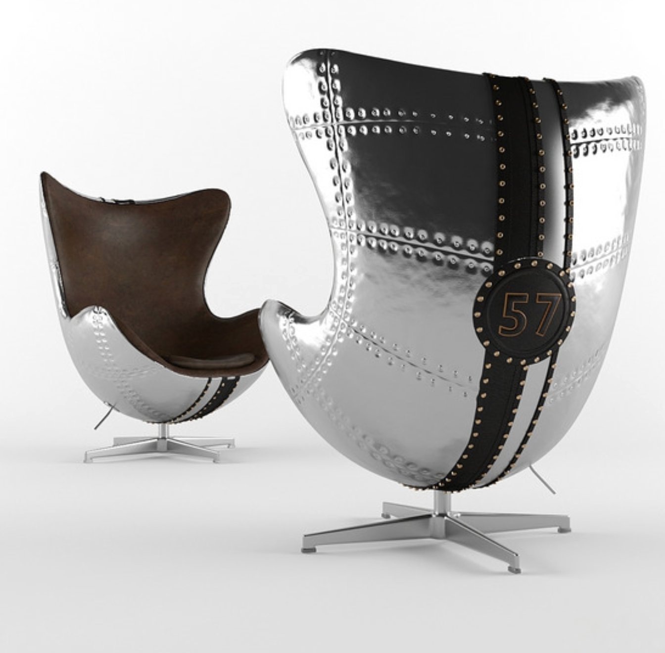 Silla aviador aluminio cuero — Sander Design